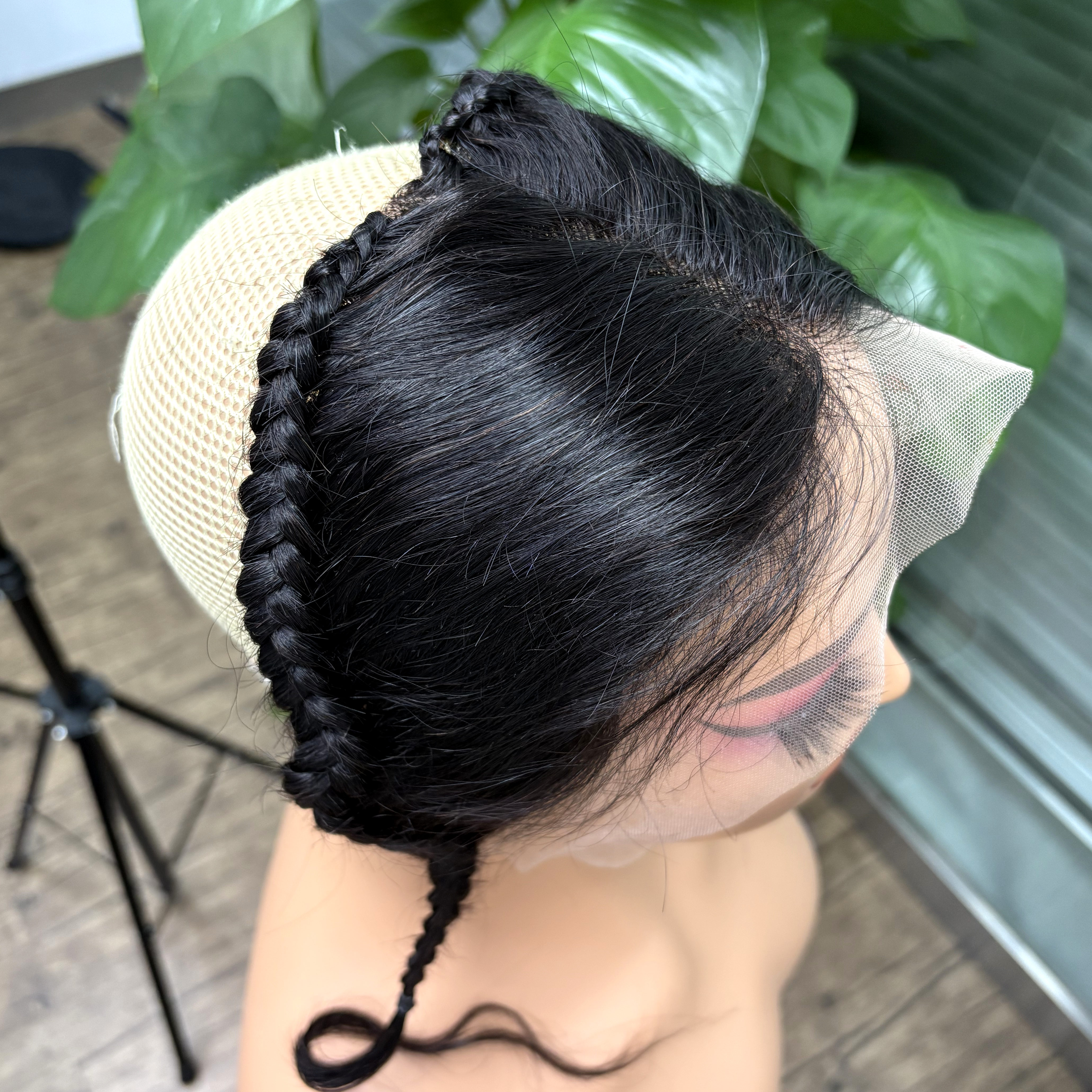 10インチ 13X4 透明レースフロンタル 三つ編み付き ナチュラル ビルマレミーヘアレースフロンタル 女性 女の子用