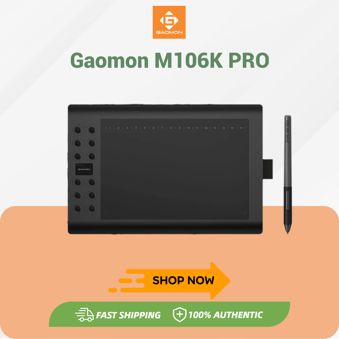 GAOMON M106K PRO 10 インチグラフィック描画タブレット 8192 レベル傾斜サポート付きバッテリーフリーアートスタイラス Windows/Mac/Android OS 用