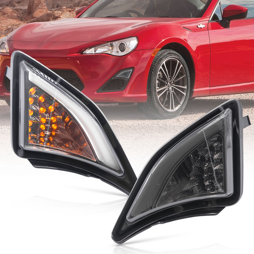 LED コーナーランプ 2013-2016 トヨタ GT86 サイオン FR-S フロントバンパーアンバーターンシグナルホワイト DRL ランニングポジションライトサイドマーカー
