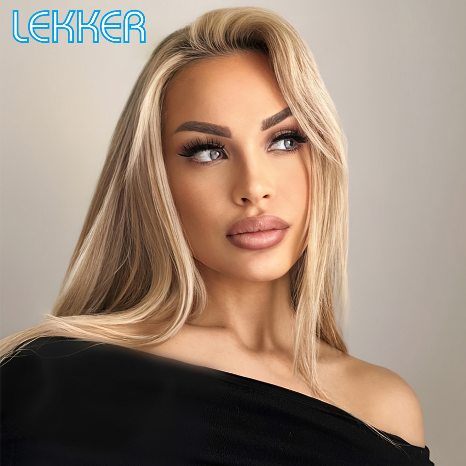 Lekker クリアランスロングブロンドストレート 13 × 1 T レースフロント 100% 人毛ウィッグ女性のためのブラジルレミー毛グルーレスデイリーウィッグ