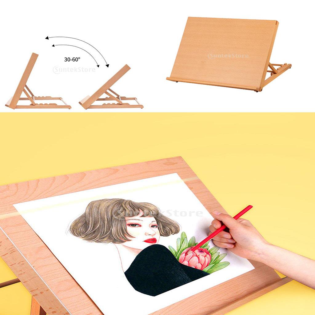 アート描画ボードポータブル調節可能なブナ材スケッチ木製デスクトップテーブルイーゼル描画用、、、または、大