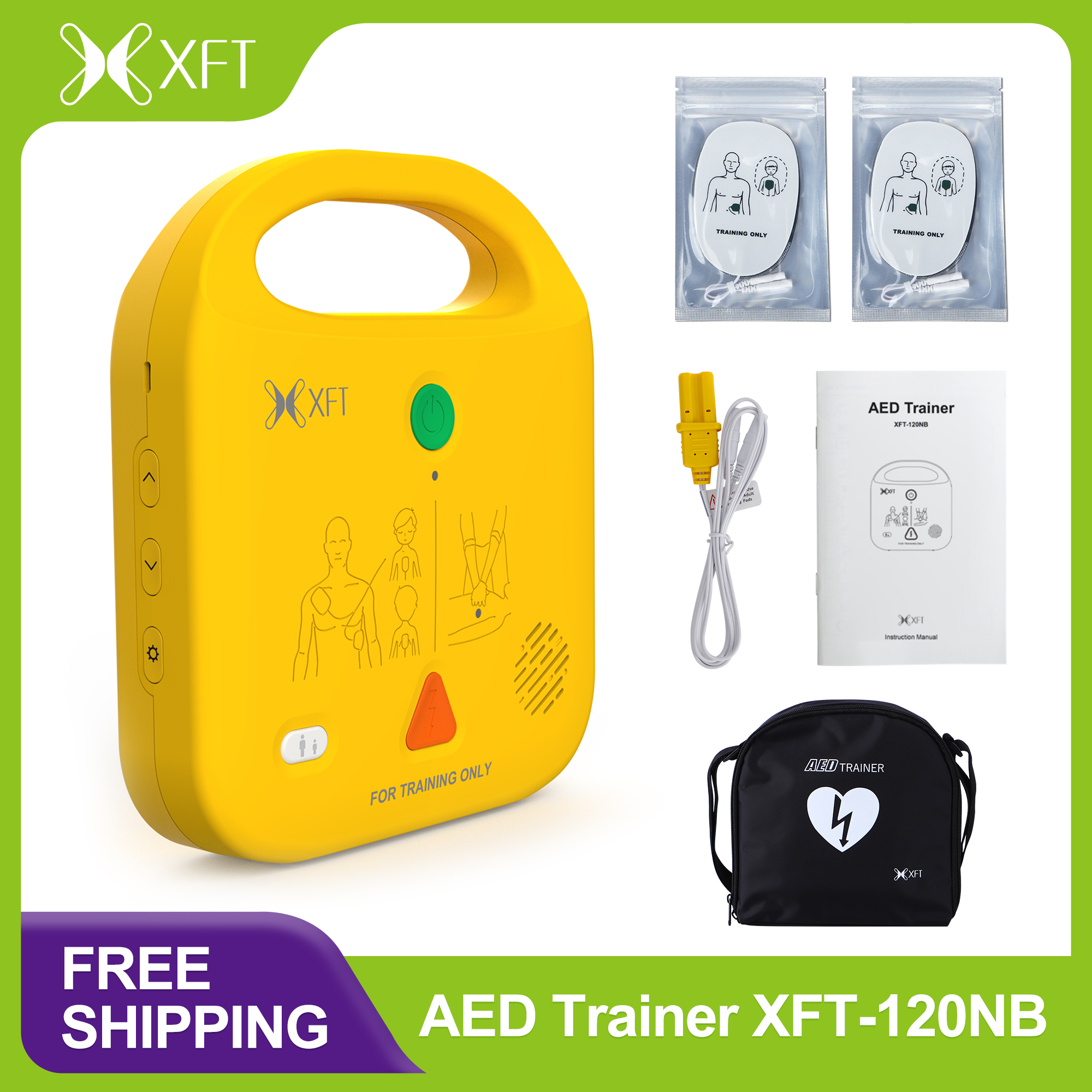 AED トレーナー、5 つのトレーニング モードを備えた XFT AED トレーナー デバイス、音声プロンプト付き AED トレーニング キット (4 か国語)、XFT-120NB