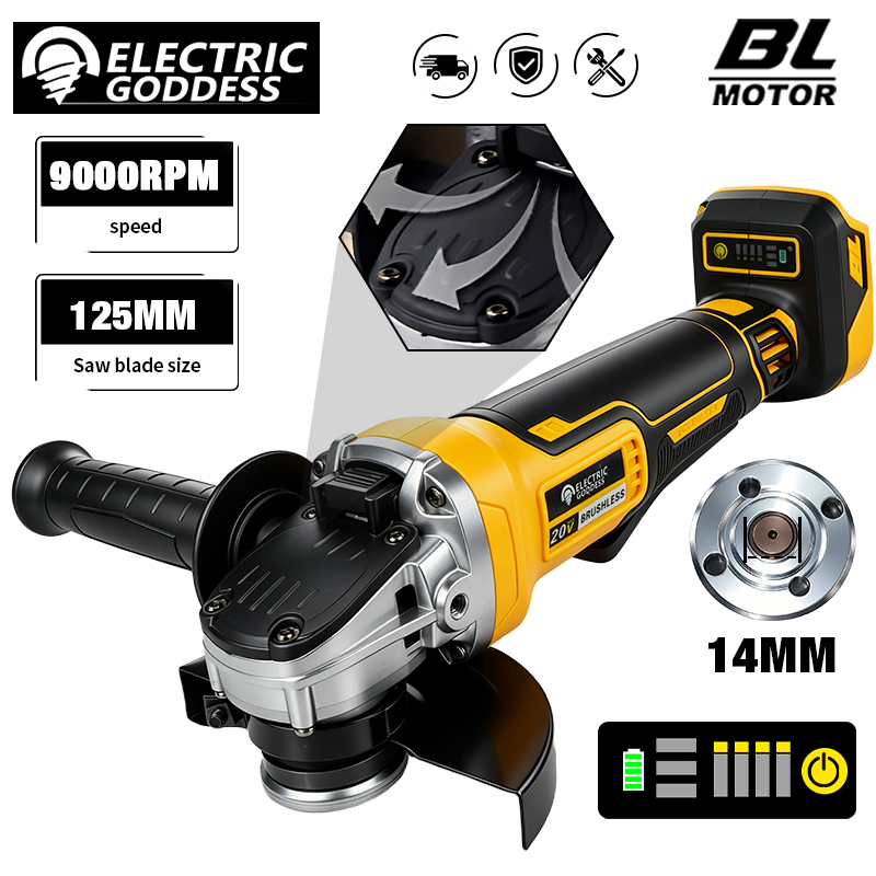 100/125 ミリメートルブラシレスアングルグラインダー金属研磨 4 ギアコードレス研削盤電動工具 Dewalt 20v バッテリーピン