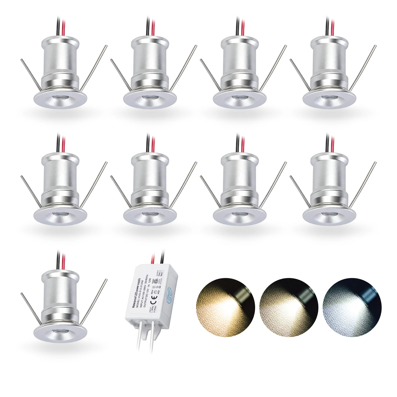 1W IP65 LED Downlight Ambient Spotlight 12V Mini Spot Ceiling Bulb Light for Stairs Walkways Courtyards Cabinet Corridor 1Driver