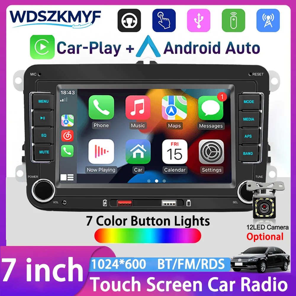 新しい 7 "2 Din 車マルチメディアプレーヤーステレオワイヤレス CarPlay Android 自動 FM RDS タッチスクリーンマルチメディアプレーヤーヘッドユニット VW