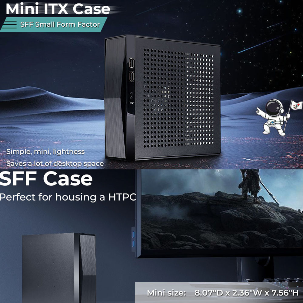 シャーシコンピュータケースミニタワーマルチサーフェスヒートシンク強力な放熱 HTPC ミニ ITX マザーボード 170*170 ミリメートルケース