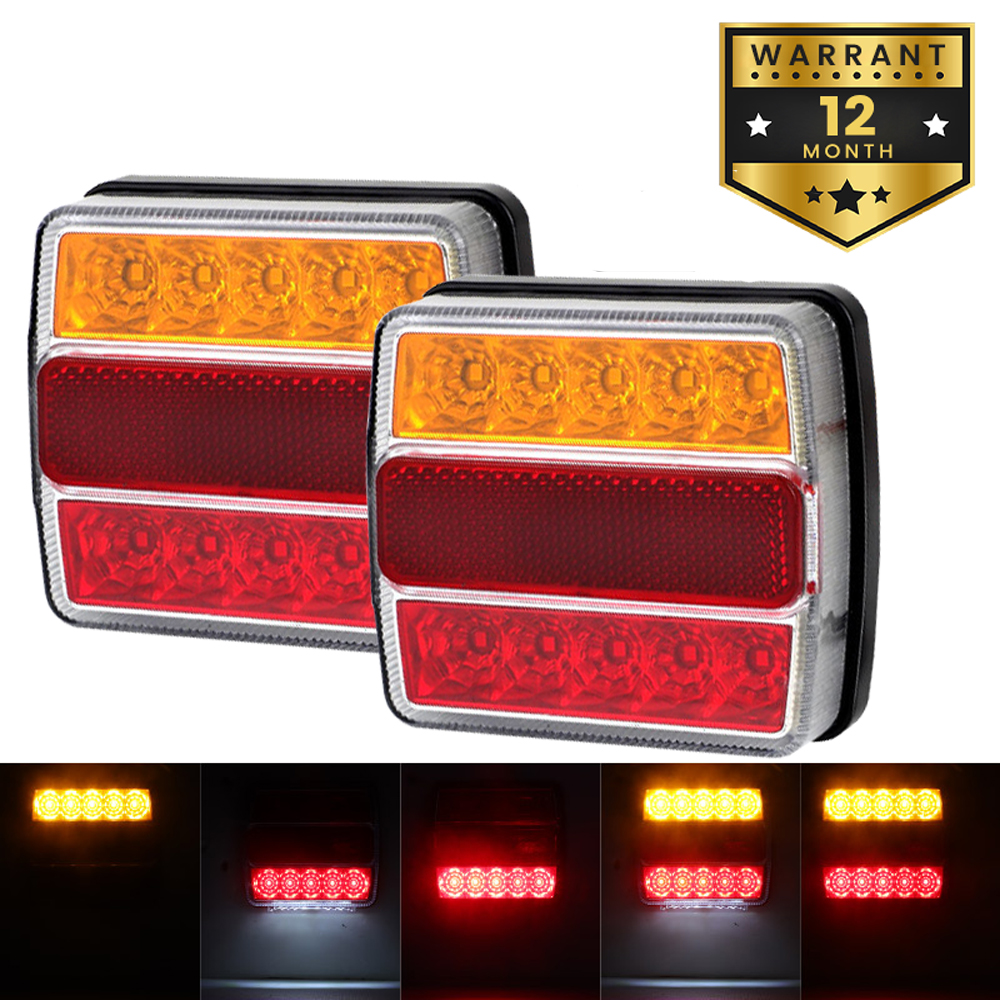 2 個スクエア 4 インチ 12V リア 16 LED テールライトターンシグナルナンバープレートライト防水トレーラーバスキャラバンボートバンバス 4x4