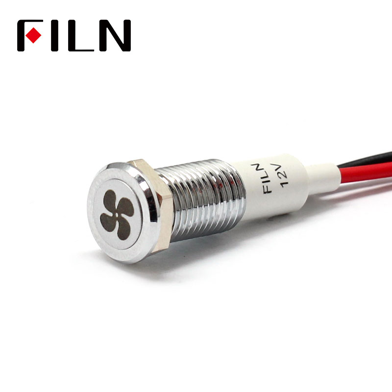 FILN 10 ミリメートル車のダッシュボードファンシンボルシルバー rled 赤黄白青緑 12 ボルト LED インジケータライト 20 センチメートルケーブル