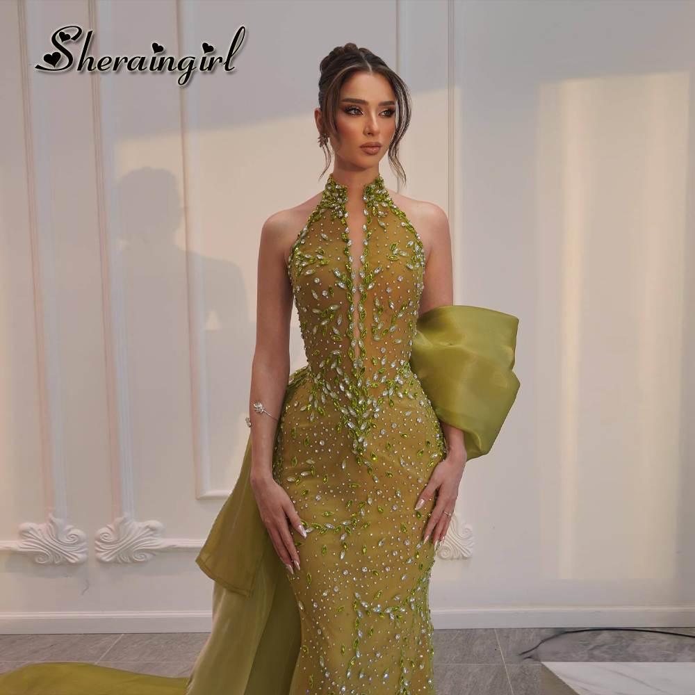 SHERAIN 高級トランペットウエディングドレス女性のためのラインストーンコルセット背中の開いたイリュージョンフォーマルパーティードレスローブ · ド · ソワレカスタマイズ