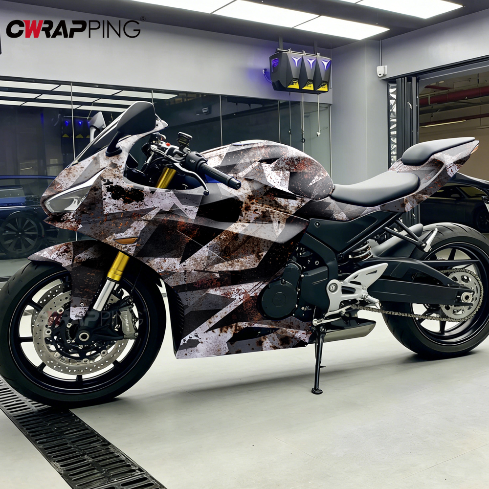 錆テクスチャオートバイヘルメット DIY ラップホイル車デカール防水自動車ビニールアンチスクラッチ自己粘着ラッピングツール