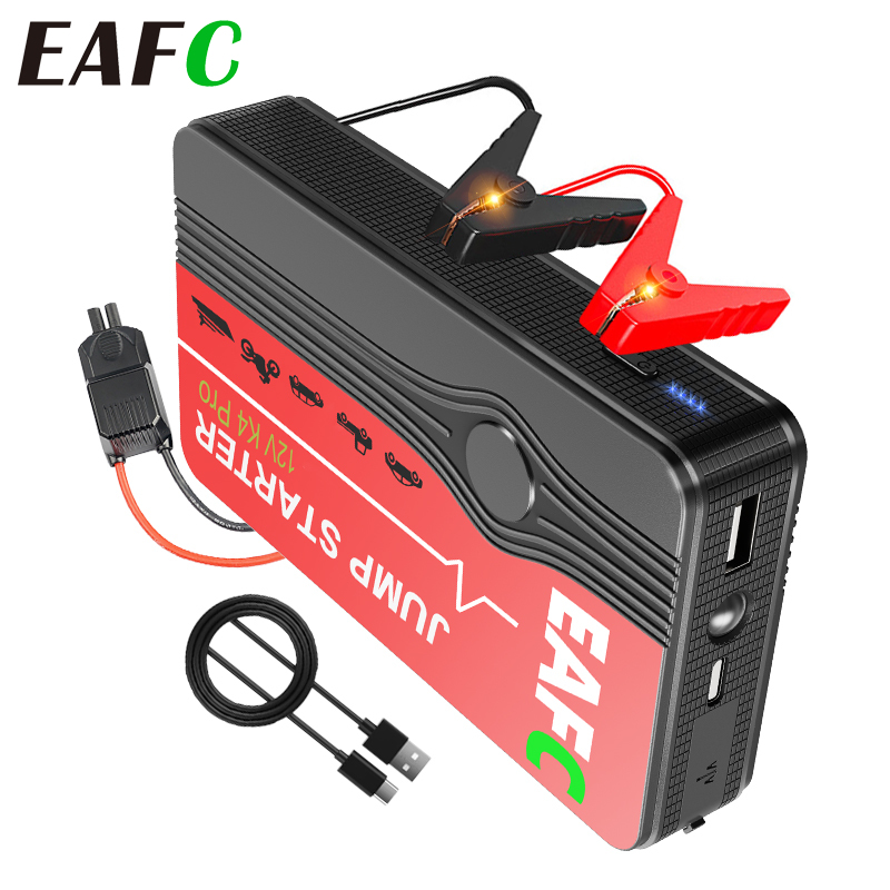 EAFC 新しいアップグレード 12V 車ジャンプスターターポータブル電源銀行カーバッテリーブースターデュアル USB ポート付き