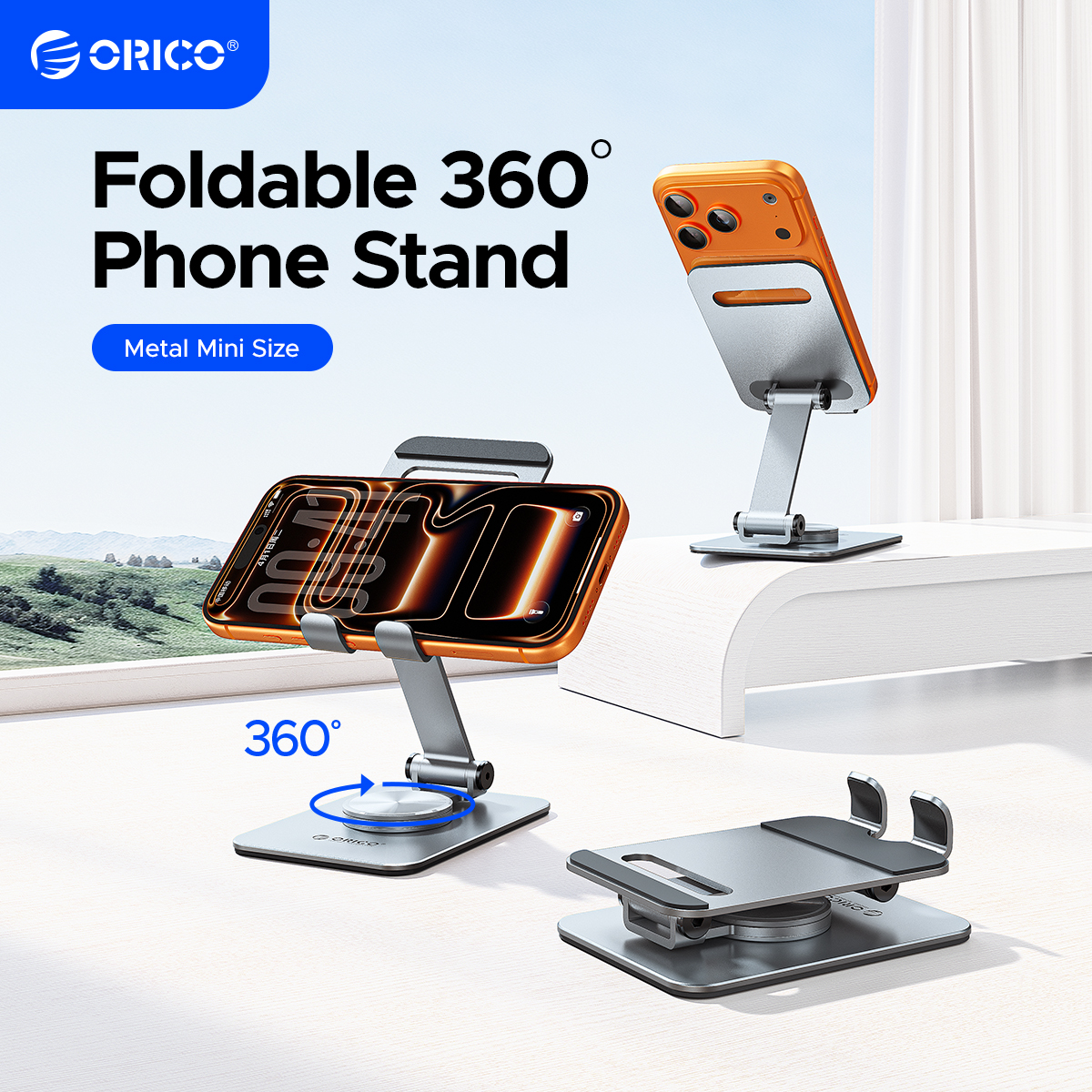 ORICO アルミ 360 回転携帯電話ホルダーユニバーサルブラケット折りたたみ二軸合金調整デザイン安定した iPhone