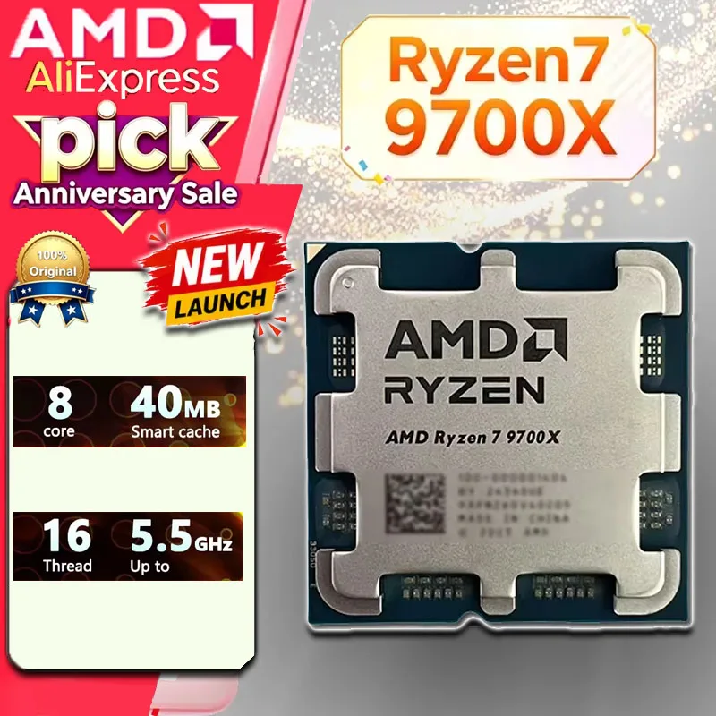 新しい AMD Ryzen 7 9700X AM5 Zen5 ゲーミング CPU 8C16T 3.8-5.5GHz 40MB キャッシュ 4NM 65W DDR5 デスクトッププロセッサ