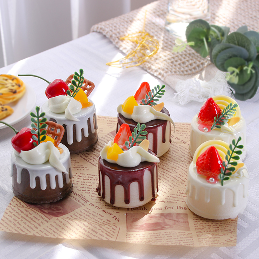 6 ピース/セット人工ケーキデザートウェディングパーティーの装飾ケーキ装飾写真プロのシミュレーションケーキモデル CK003