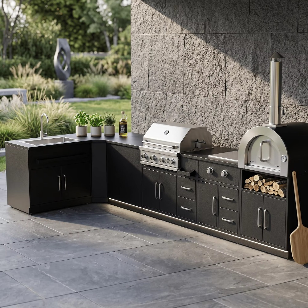 カスタム 304 ステンレス鋼の屋外キッチン アイランド プレミアム BBQ グリルステーション シンク付き