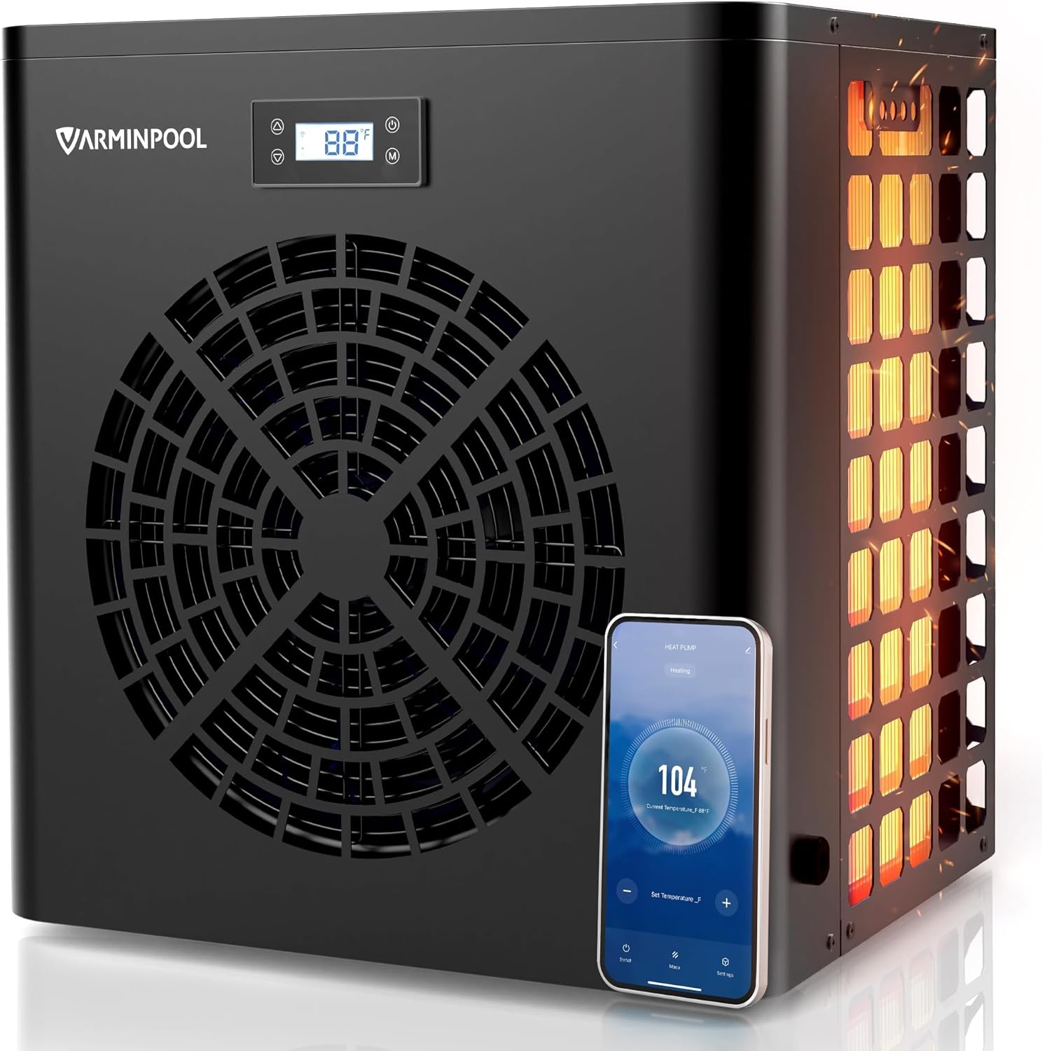 16000 BTU プールヒートポンプ、最大 5400 ガロンの地上プール用 110V 効率的なヒーター、WiFi 制御、チタン交換器