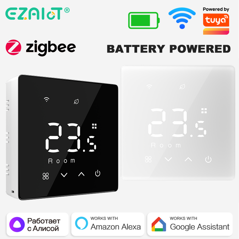 スマート WiFi サーモスタット Zigbee Tuya 水ガスボイラー電源 バッテリー駆動 ワイヤレス温度コントローラー Alexa Google ホーム アリス