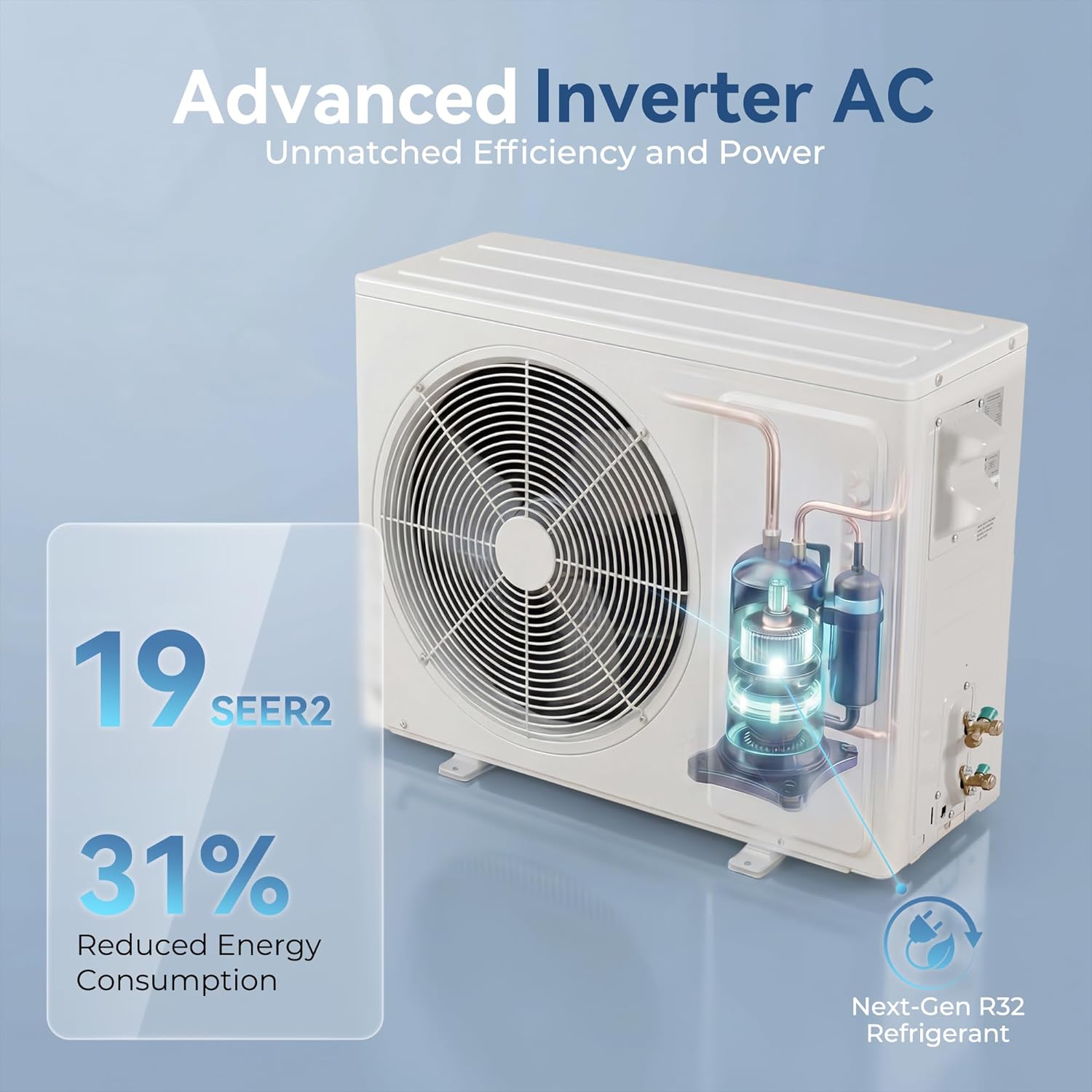 カスタマイズされた 12000 BTU ミニスプリット AC 暖房システム 19 SEER2 115V インバーター 1 トン ヒート ポンプ