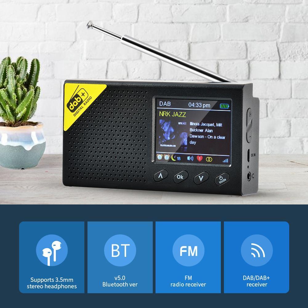 ポータブルデジタルラジオ Bluetooth 互換 5.0 2.4 インチ LCD ディスプレイ DAB/FM レシーバー充電式軽量ホームラジオ