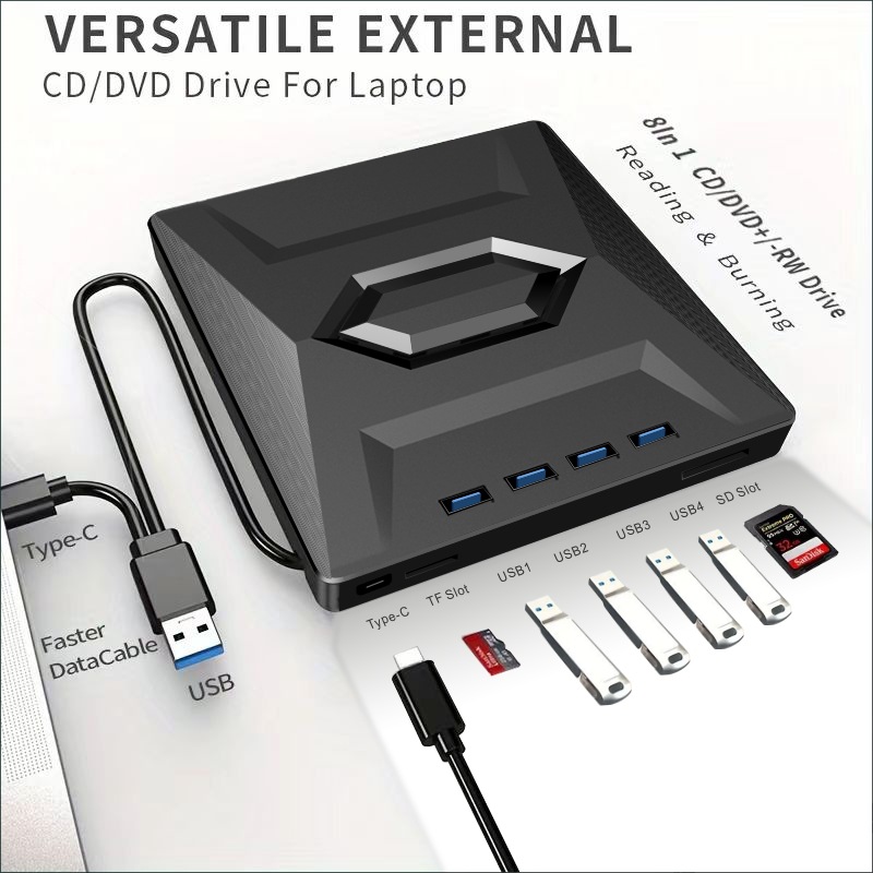 2026 新しい USB 3.0 外部プレーヤー 7-in-1 多機能 DVD BD CD バーナー SD TF カード読み取り機能ドライブ ラップトップ PC 用
