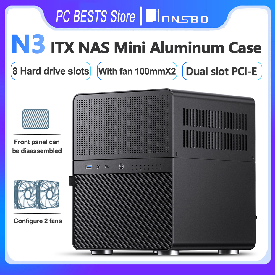 Jonsbo N3 NAS ITX ミニケース オールインワン アルミニウム オフィス デスクトップ シャーシ 8 ハードディスク位置サポート 250mm グラフィックス カード PC ケース
