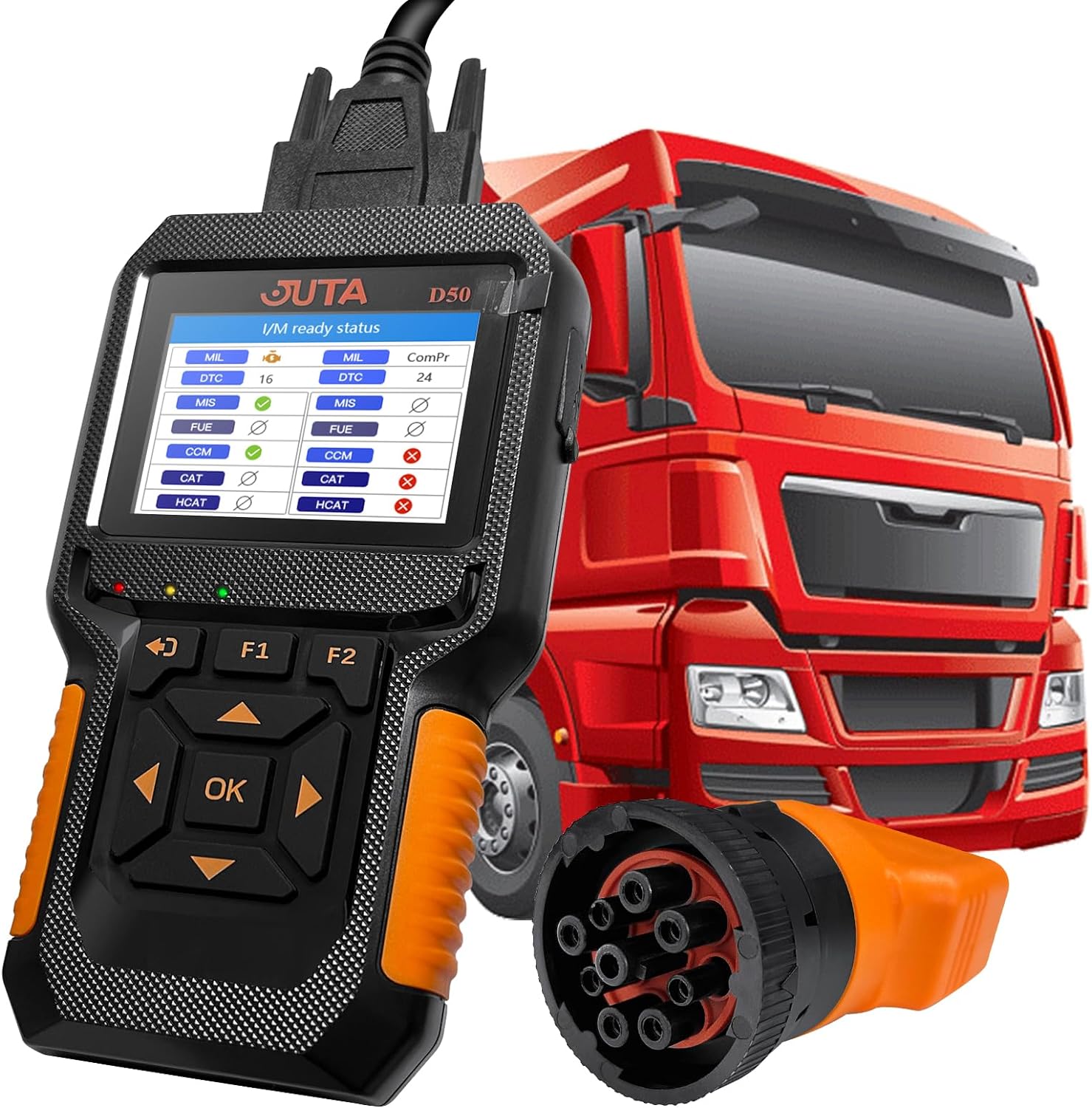 D50 OBD2 スキャナ車およびトラックコードリーダーヘビーデューティ HD ディーゼル診断スキャンツール 2 in 1 自動クリアチェックエンジン障害ライト
