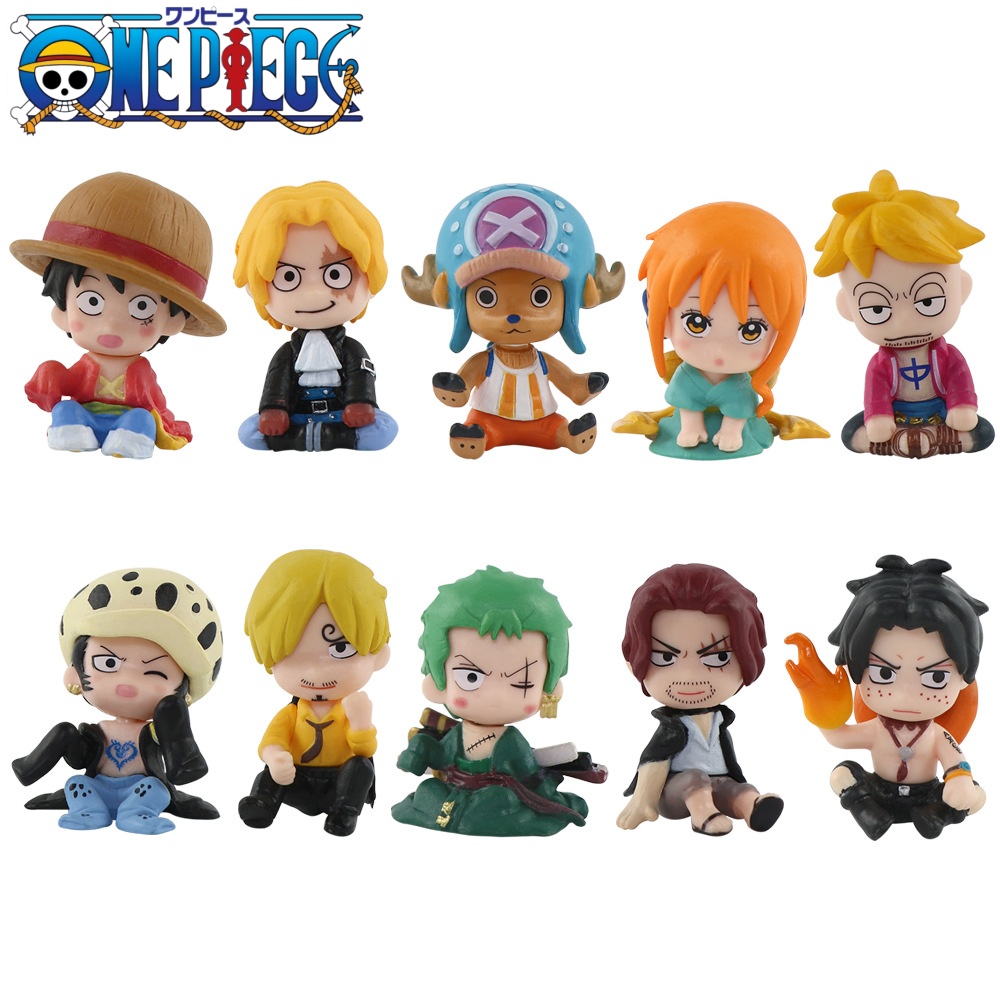 10 個ワンピースフィギュアセットルフィ法サボゾロサンジナミチョッパーマルコエースロジャーアクション置物モデル人形おもちゃギフト