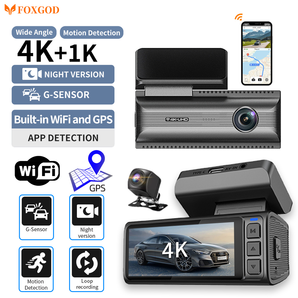 超真の 4 18K 24 時間駐車モニター WiFi デュアルレンズダッシュカム車の Dvr ダッシュカムドライブレコーダーナイトビジョン G センサータコグラフ