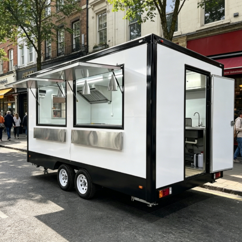 カスタマイズされた屋外レストランカーピザバーガーアイスクリームコーヒーフードトラックバンフルキッチン付きフードトラック
