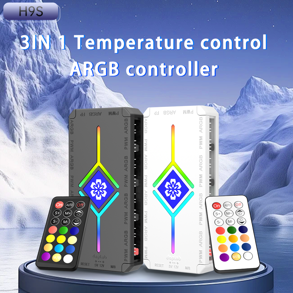 5V 3PIN ARGB ハブコンピュータケースファン神聖な光同期 PWM スマート温度制御 9 ポートハブリモートコントロール PC ケース用