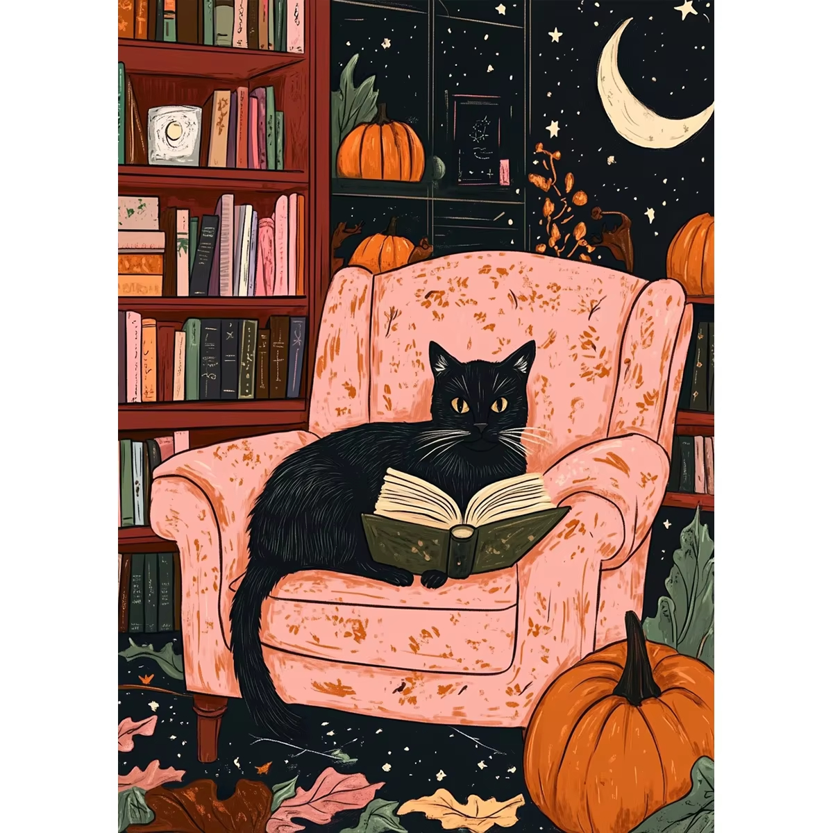 夜の風景を読む猫 500/1000/1200/2000 ピース ジグソーパズル 家族アクティビティ ゲーム ゲームルーム ベッドルーム ギフト用