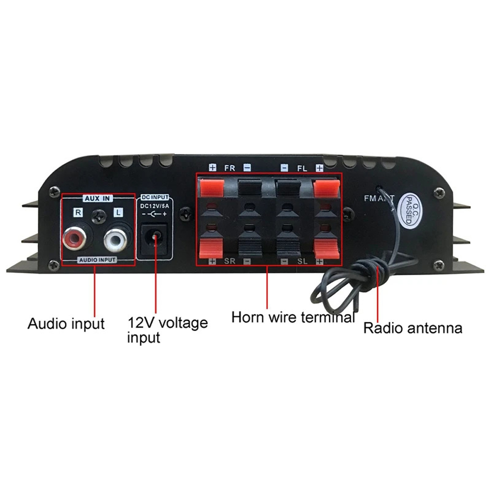 1600W ピークパワー HiFi サウンドアンプ FM ラジオ USB Bluetooth 対応カラオケプレーヤーリモコン 4 チャンネル HiFi ステレオアンプ