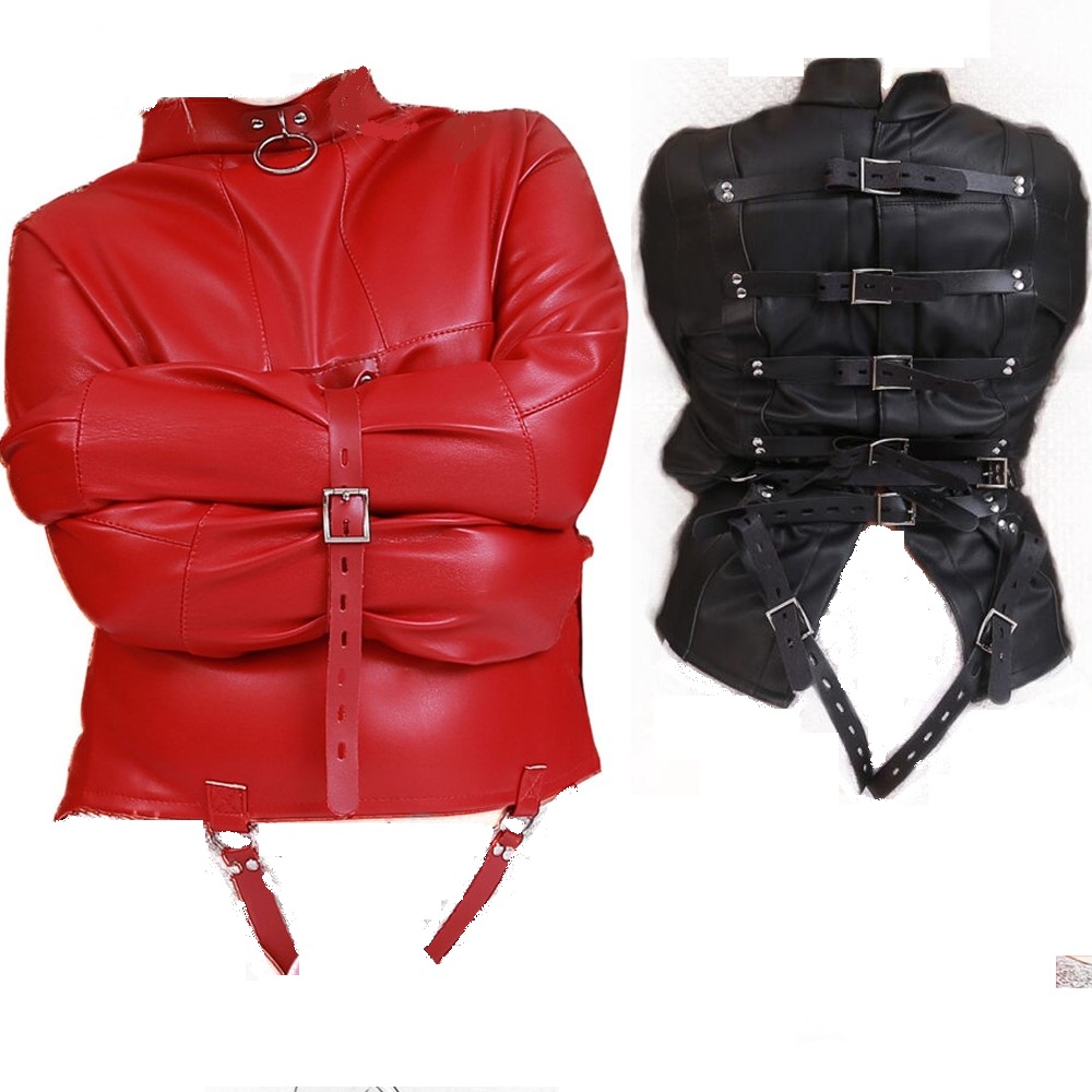 女性 Sofe 革調節可能なバインダーボンデージ拘束衣結合スレーブロック可能なコート女性のエロコスプレ大人の大人のおもちゃ 11