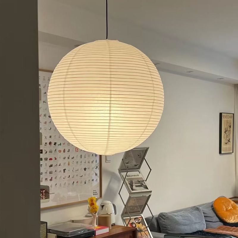 和紙ラウンドペンダントライトミニマリストホテルレストラン天井ランプ寝室バーブティック用芸術的装飾ライト