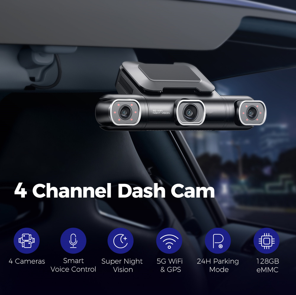2K 3*1080P ダッシュカム 4CH 車 DVR GPS 5G Wifi 内蔵 128GB eMMC 音声制御 24H 駐車モニター スーパーナイトビジョンレコーダー