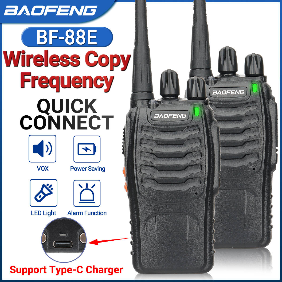 Baofeng BF-88E トランシーバーワイヤレスコピー周波数長距離 UHF 400-470MHz ポータブルハム双方向ラジオ狩猟用