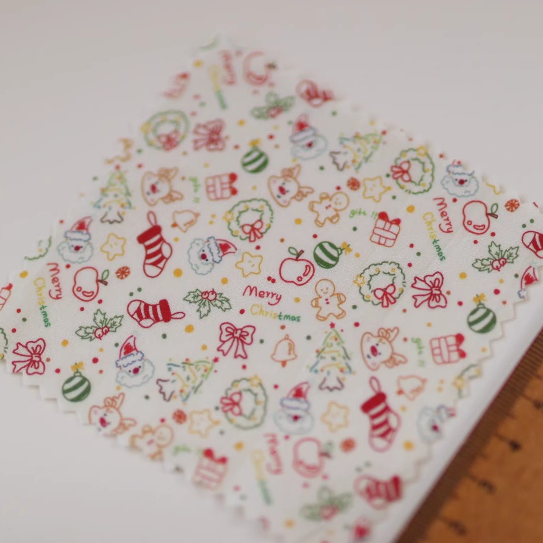 綿100% 【オリジナル柄】カラフルクリスマス シンプルな絵柄 60枚入り ベビー服 DIY 手作り生地