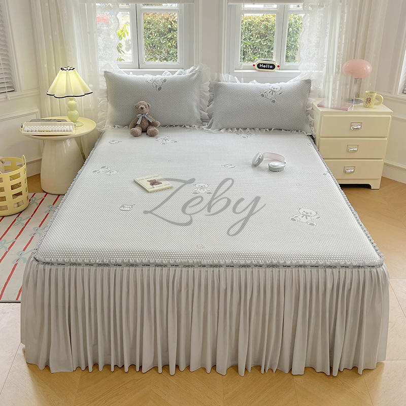 New Cool Touch Summer Mattress Cover Soft Easy Care Bed Skirt Secure Hold Mattress Protector Washable Durable Fabric Coverlets