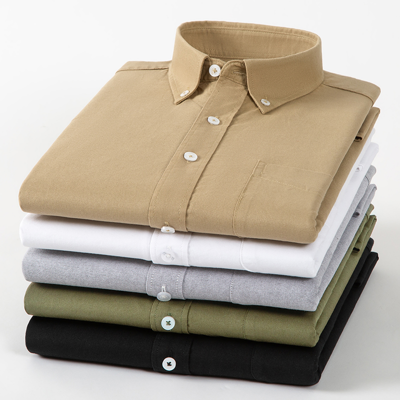 Spring and Autumn New Fashion Trend Pure Cotton Youth Fashion Versatile Oxford Solid Color Men's Long Sleeve White Work Shirt