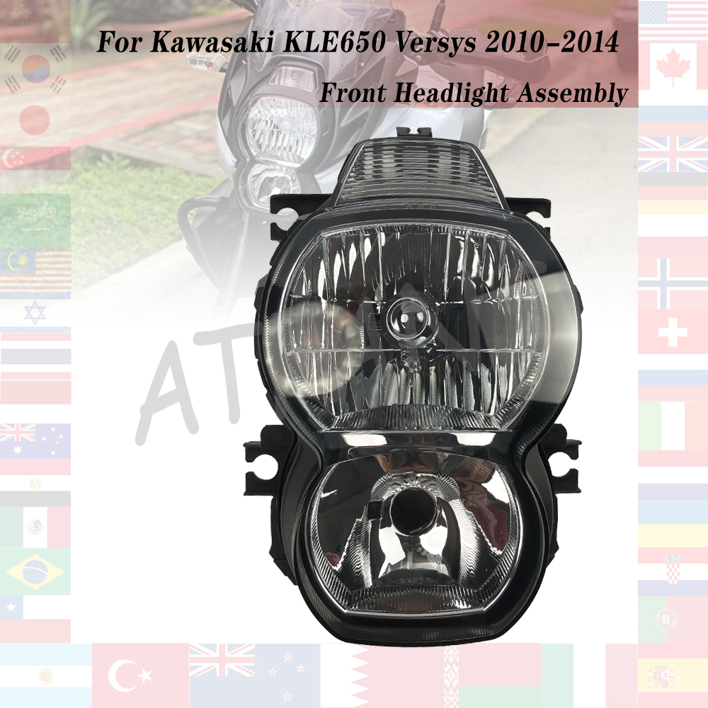 カワサキ KLE 650 Versys 2010-2014 Versys650 2011 2012 2013 オートバイのフロントヘッドライトヘッドランプヘッドランプライトアセンブリ