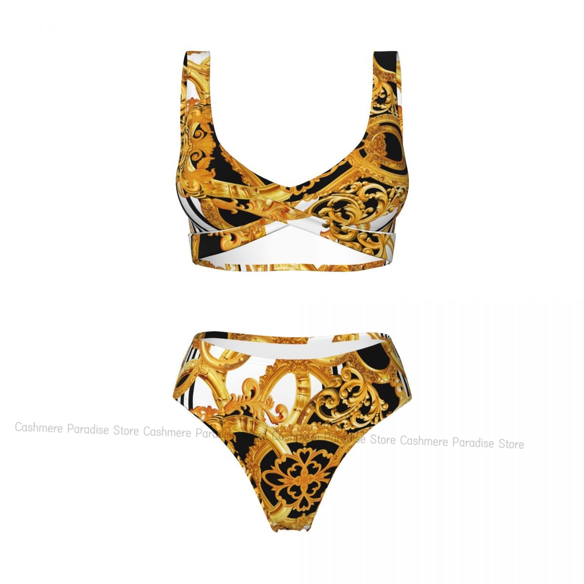 The Push-Up Bikini Women Sexy Separate Swimsuit Golden Baroque Two-piece Beachwear