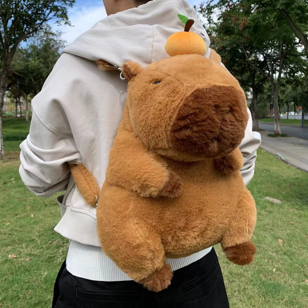 カピバラぬいぐるみバックパックかわいいファッションぬいぐるみ人形毛皮ペンダント子供のショルダーバッグミニナップザックバッグガールフレンドのためのギフト