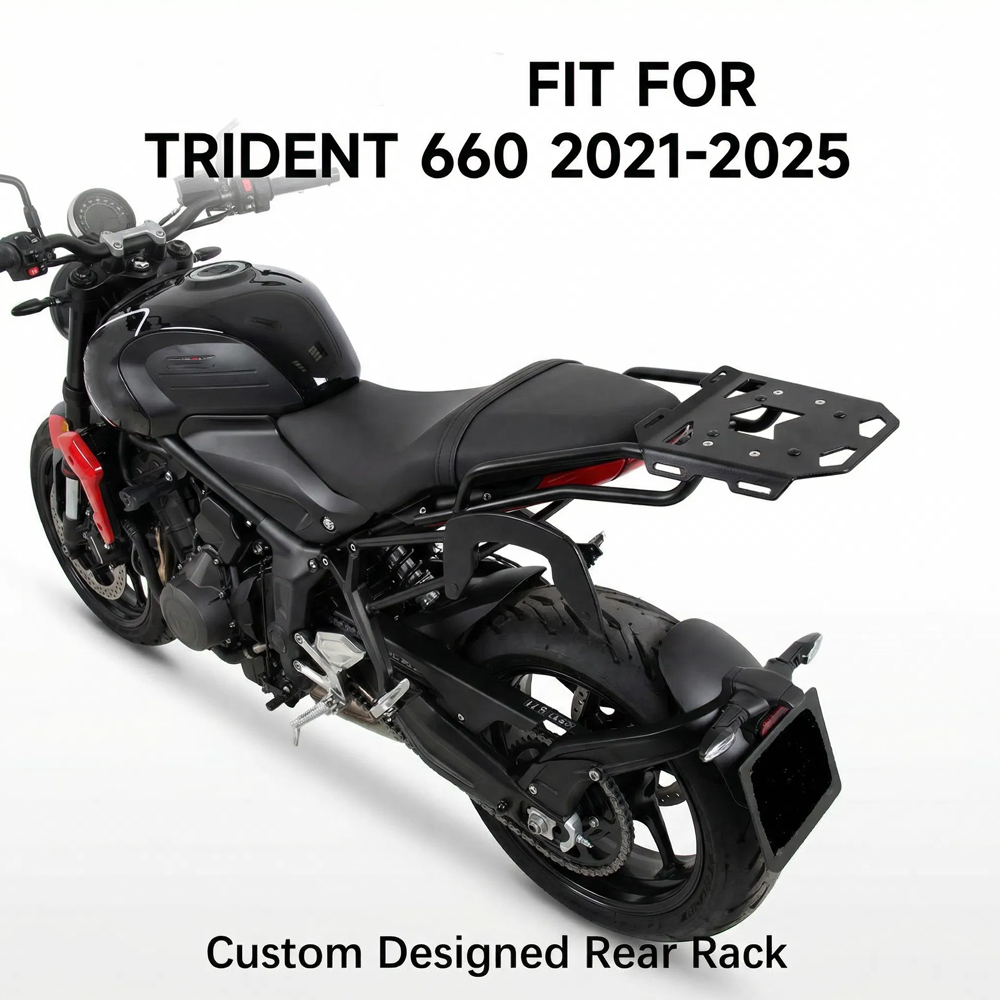 トライアンフトライデント 660 2021 2022 2023 2024 2025 新しいオートバイ黒リア荷物ラックカーゴラックリアボックスキャリア Trident660