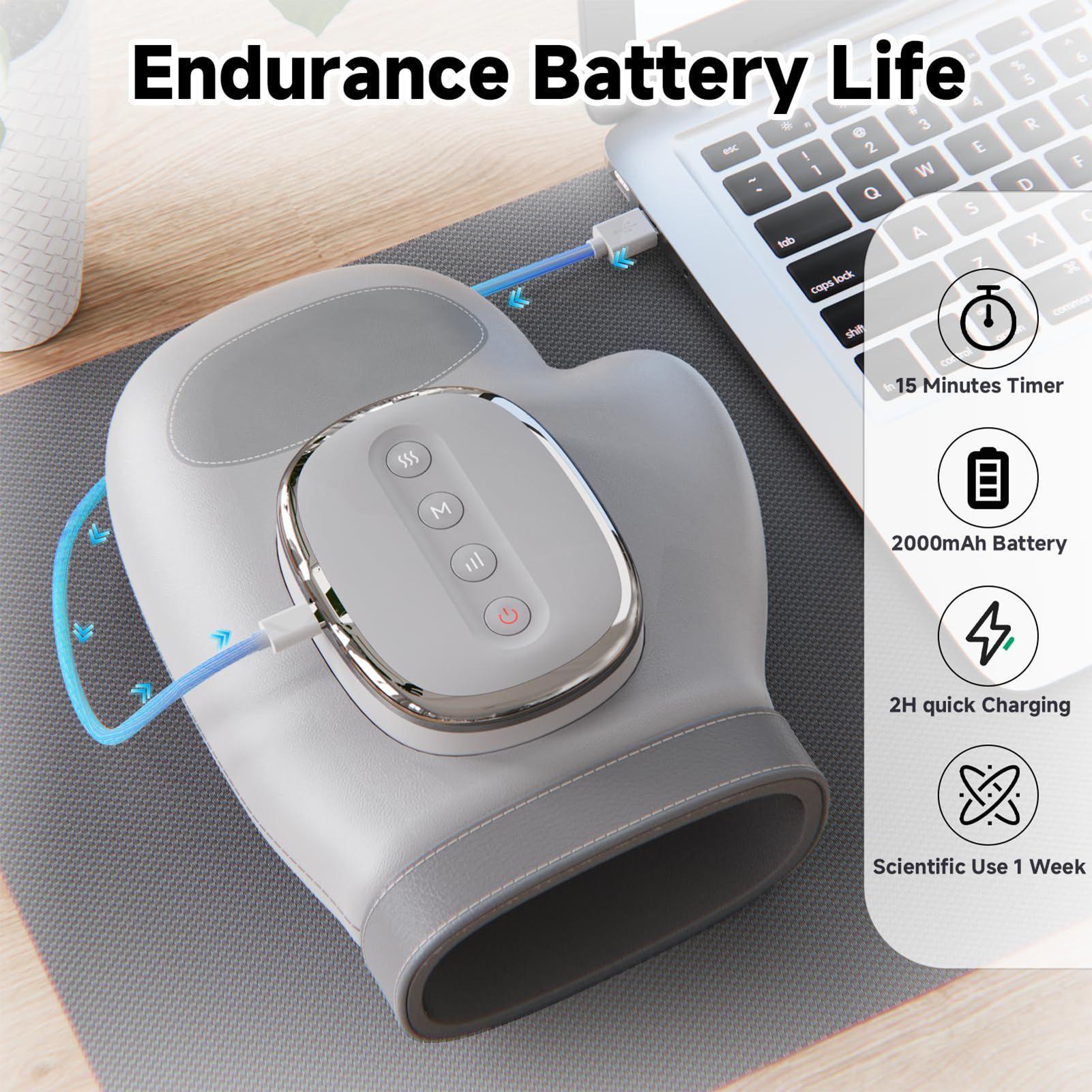 ハンドマッサージャー 電動ハンドマッサージャー 3温度調節可能 充電式 温冷ケア リストマッサージ機 母の日用