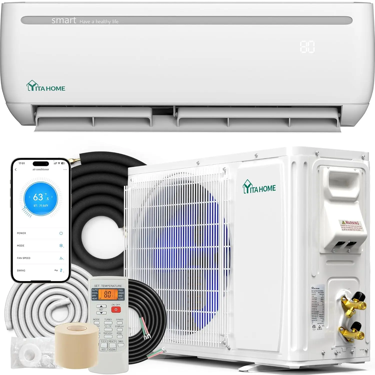12000 BTU ミニスプリットエアコンヒートポンプシステム、20 SEER2 115V WiFi 対応インバーターダクトレス AC 冷却まで、カスタマイズ