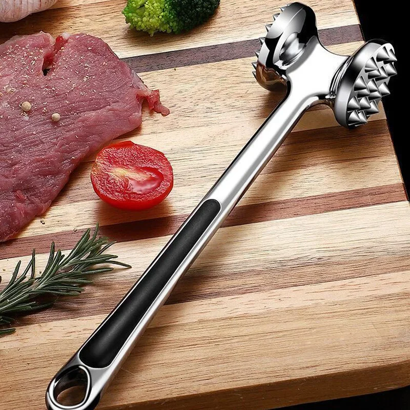 両面肉グラインダー、家庭用キッチンツール、アルミニウムステーキメタルハンマー、頑丈な肉グラインダー、頑丈で耐久性があります。