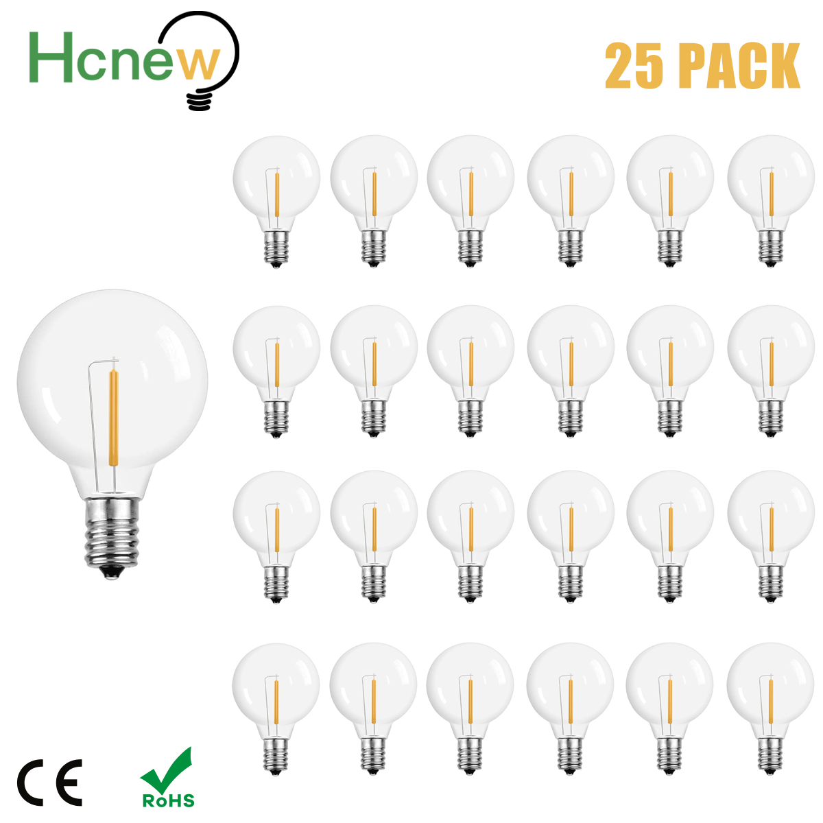 25 個 G40 1 ワット LED ストリングライト交換用電球 E12 110 V 220 V ウォームホワイト 2200 K LED ランプ交換 7 ワット白熱電球プラスチック