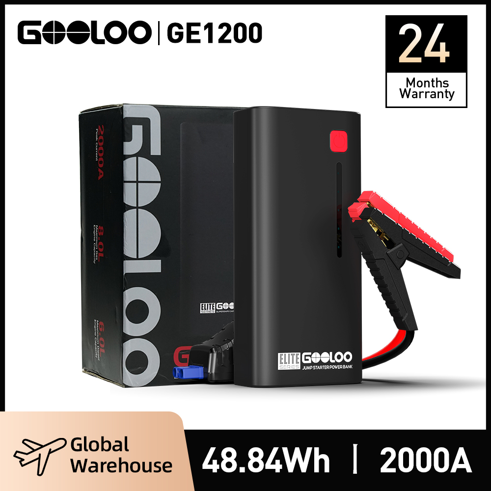 GOOLOO 12V 自動車用車始動装置 48.84Wh パワーバンク外部バッテリーブースター 2000A スーパー容量オートバイジャンプスタート