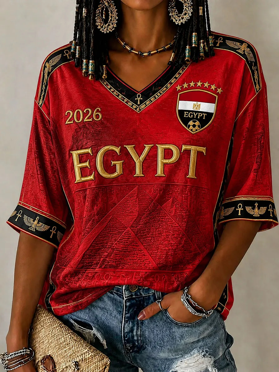 2026 新しいエジプト 3D プリントサッカージャージ家族マッチング Tシャツ日常やトレーニングウェアに適した速乾性スウェットシャツ