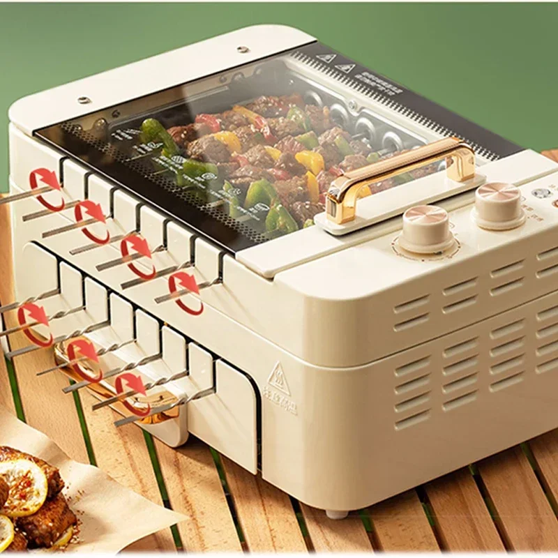 アップグレード自動回転バーベキューポット統合ポット多機能無煙電気バーベキューオーブン電気グリルパン